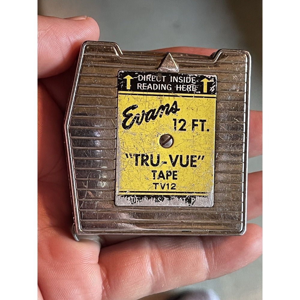 Vintage Evans  12FT. "Tru-Vue" Inside Reading Tape Measurer TV6 Made in USA